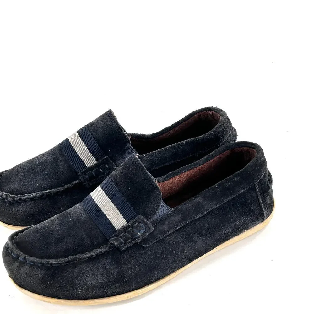 Florsheim Kids Boys Suede Loafers 4 Navy Blue Dress Shoes